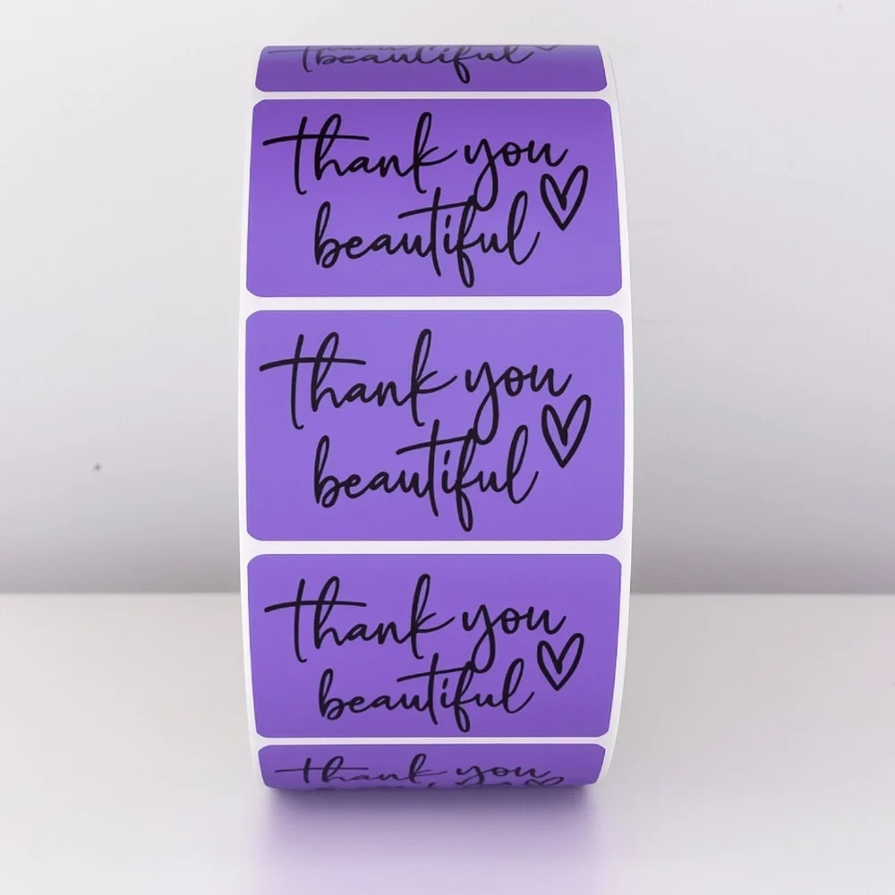 Thank You Beautiful Stickers | Pink Heart Labels for Small Business Packaging